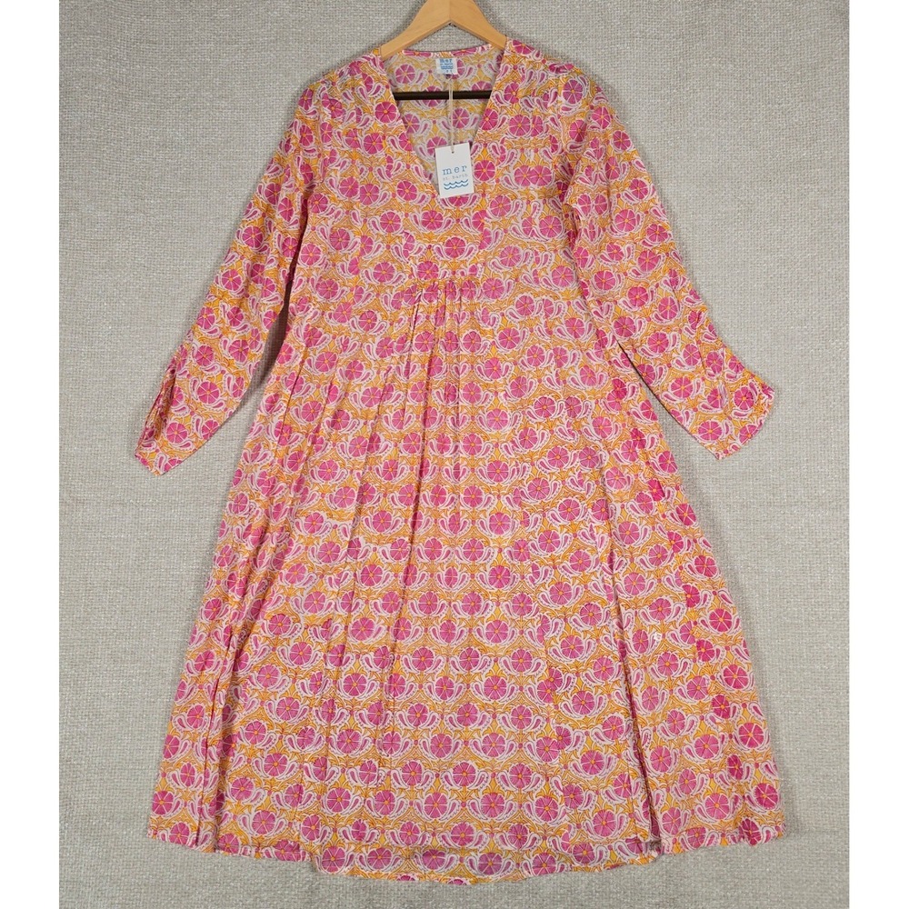 Mer St. Barth Le Reve Pink Floral Maxi Dress Womens S Oversized Lightweight NWT